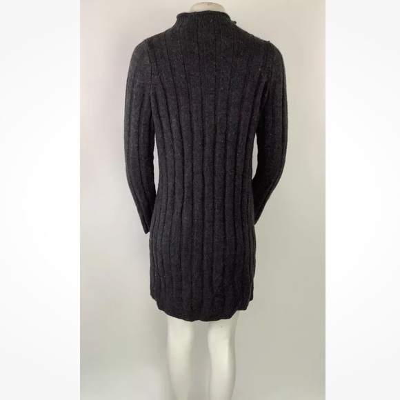 Madewell Sz S Donegal Mock Neck Sweater Dress Charcoal Gray Wool Acrylic - Picture 6 of 8
